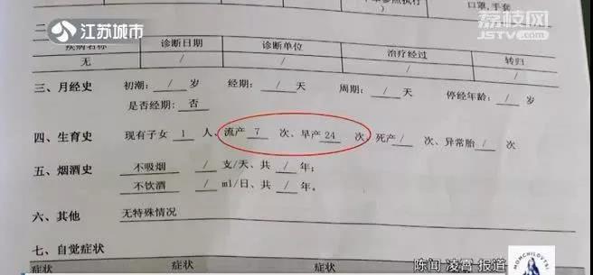 女子体检报告流产7次早产24次,女子体检被查出流产7次