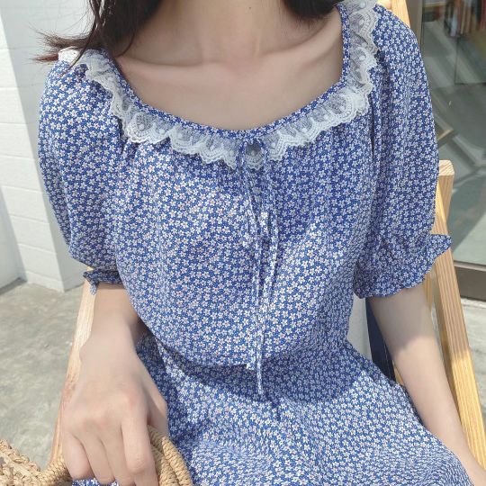 雪纺碎花裙连衣裙显瘦甜酷,碎花裙连衣裙长款夏季显瘦显白