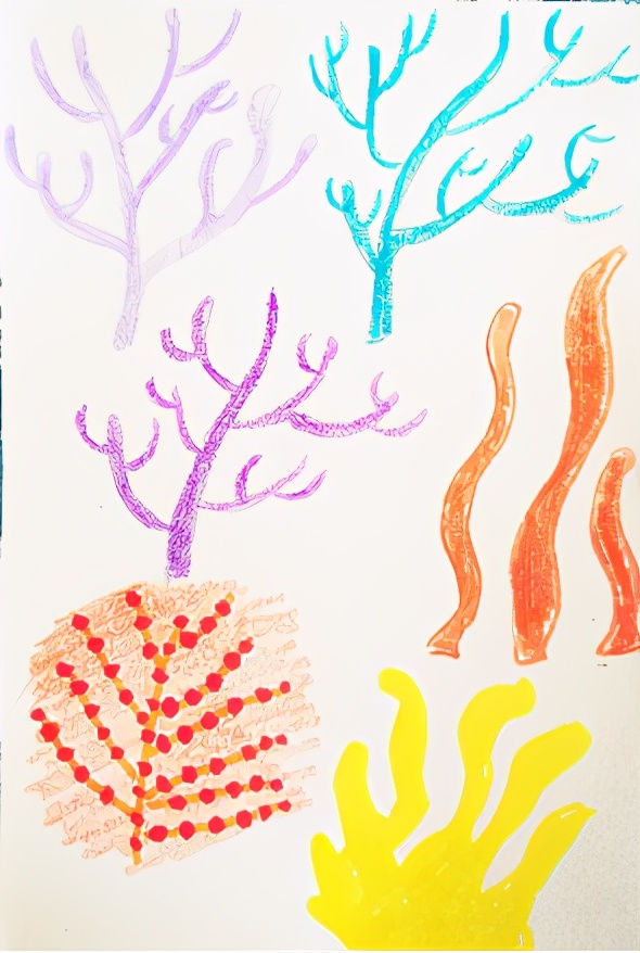 创意儿童画珊瑚画过程,油画棒创意儿童画简单
