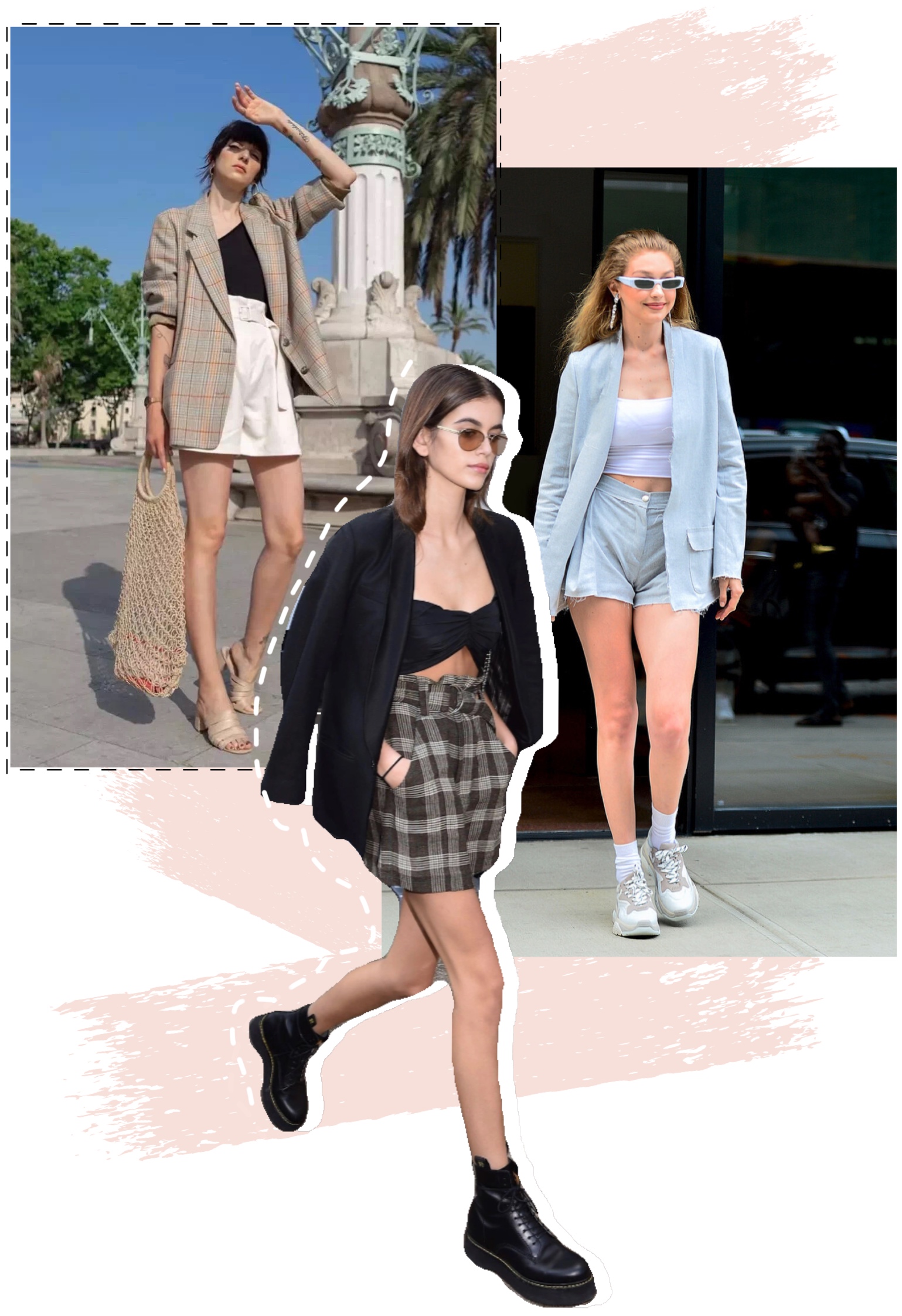 西装配潮流短裤,时尚气质小西装配皮短裤穿搭