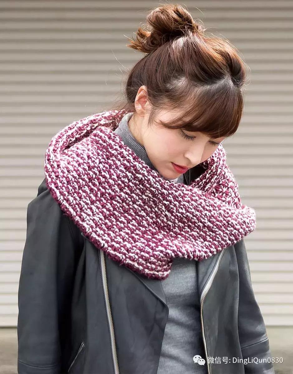 围巾编织教程10-15岁,圆肩针织宽松套头衫小款编织
