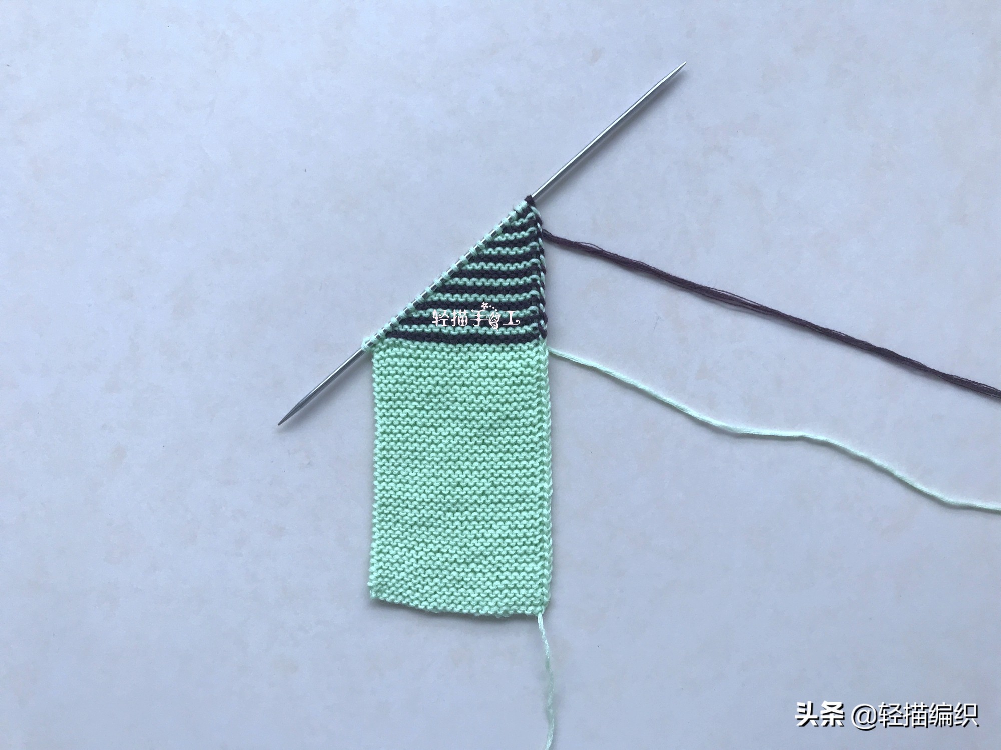 单条纹复古花样地板袜编织,新手一学就会织的地板袜