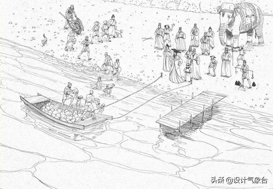 曹冲称象小学课本插图,曹冲称象绘画完整版