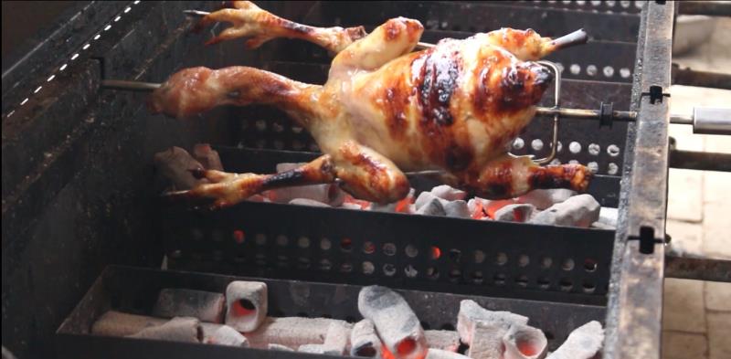 自制大型烧烤机,自制野外烤全鸡
