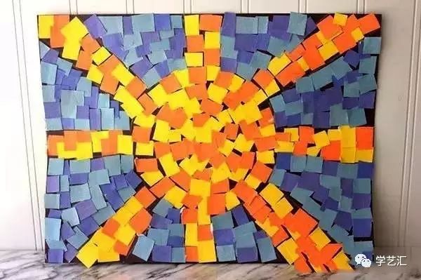 瓷砖拼贴马赛克效果图片大全,卡纸马赛克拼贴梵高向日葵画教程