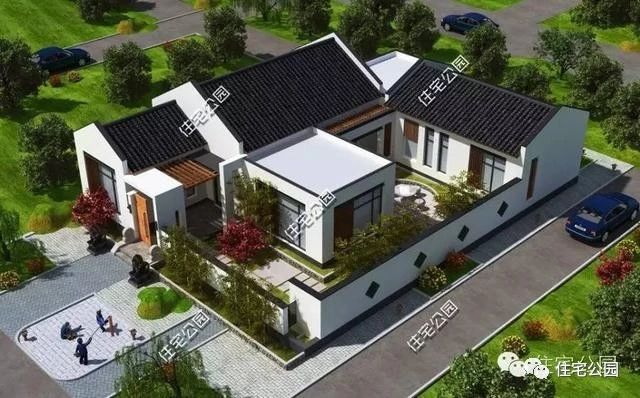 自建四合院合院,中式仿古三合院乡下四合院一层