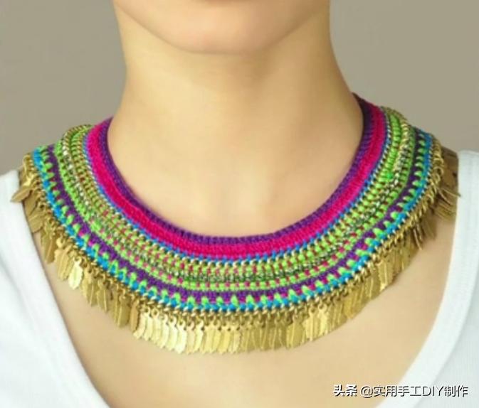 民族风毛衣链高档项链女挂饰品,羊绒衫的手工编织女