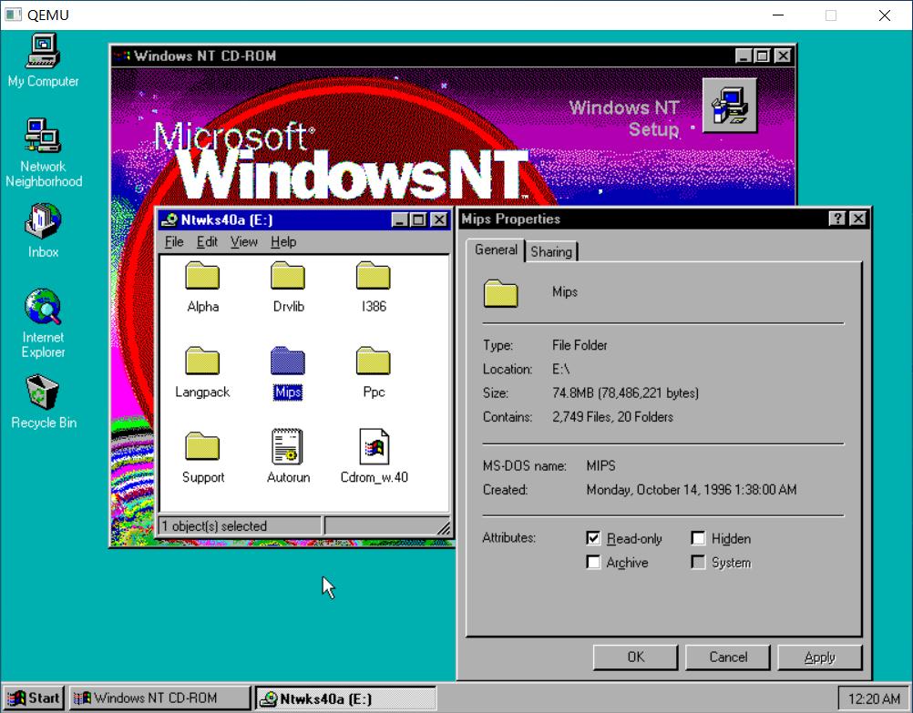 QEMU安装WINDOWSNT4.0MIPS版本
