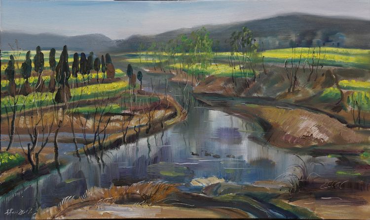 林山书画,桂林山水油画