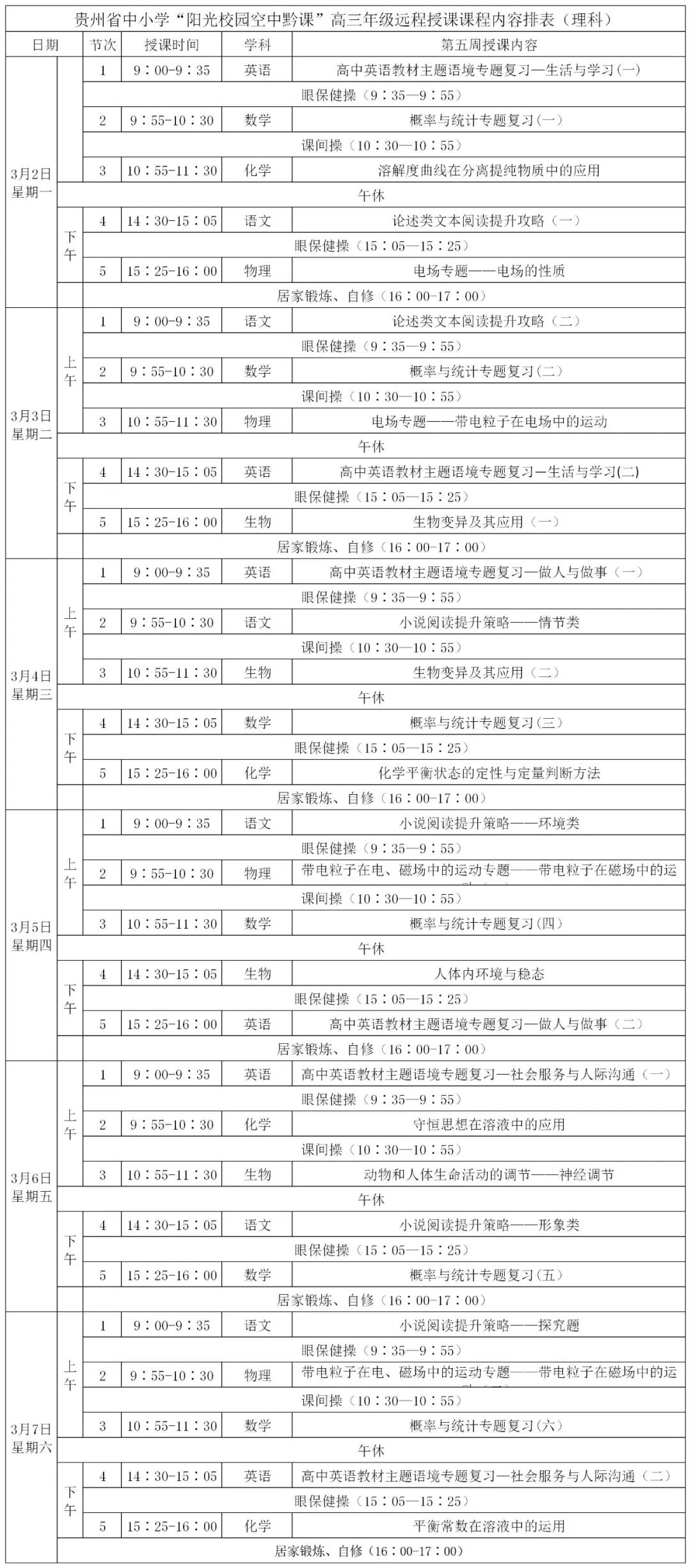 阳光校园空中黔课小学四年级课表,空中黔课小学五年级最新课表