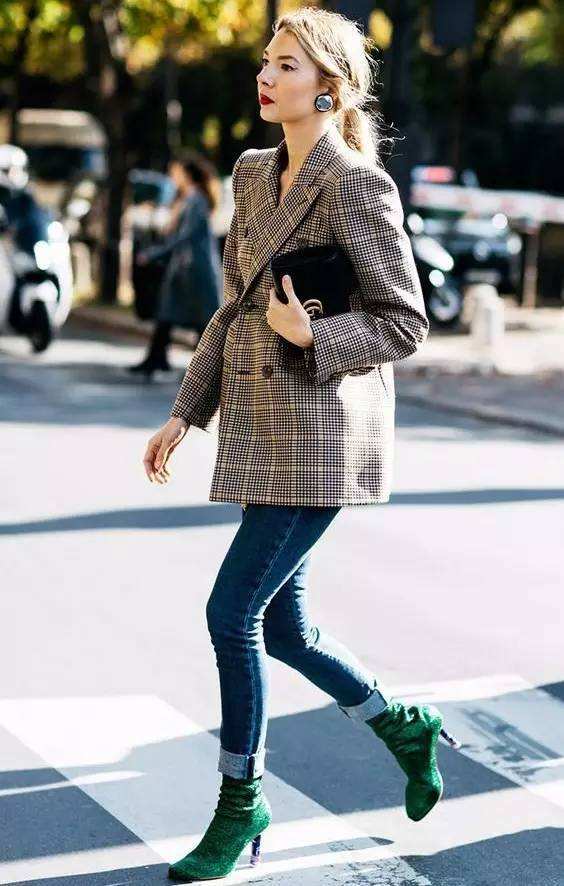 格纹元素西装搭配图,春天格纹西装搭配大全