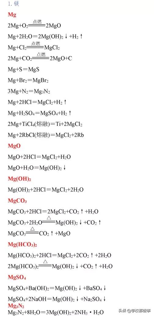 高中要求掌握的化学方程式,高中离子化学方程式大全