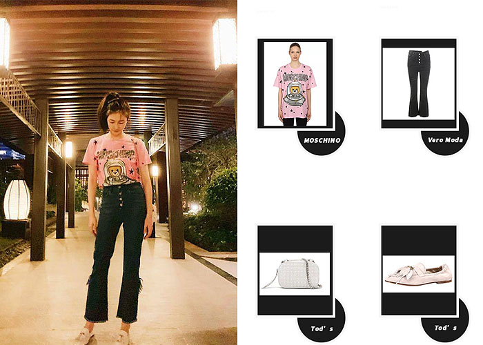 江疏影喇叭裤怎么搭配,江疏影皮衣配喇叭裤