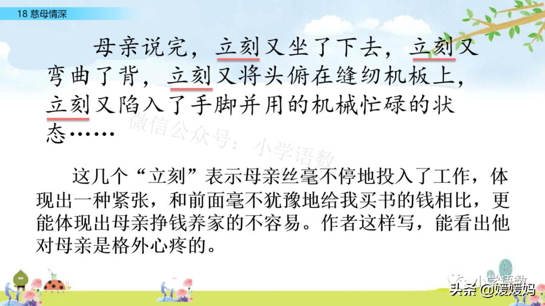 五年级上册练习册第18课慈母情深,五年级第18课慈母情深课文结构图