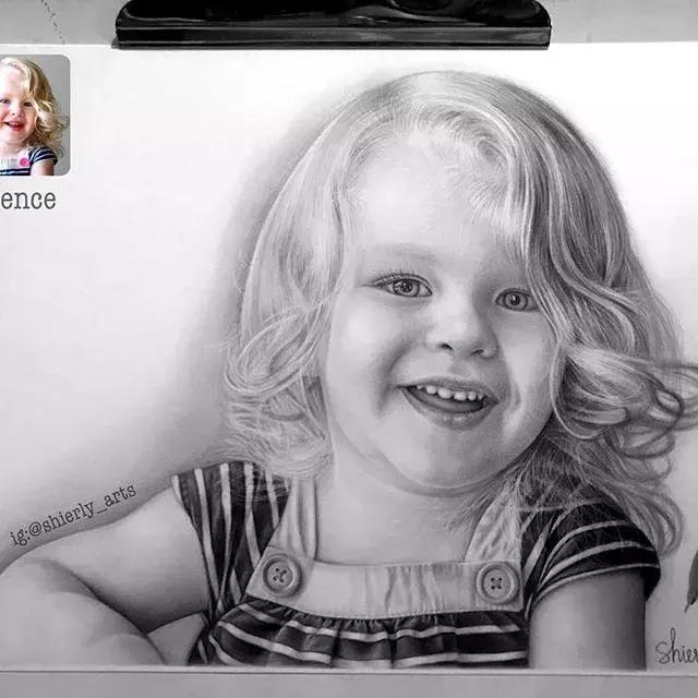 她画的素描比本人还美！比照片还真实，24万网友已被她征服