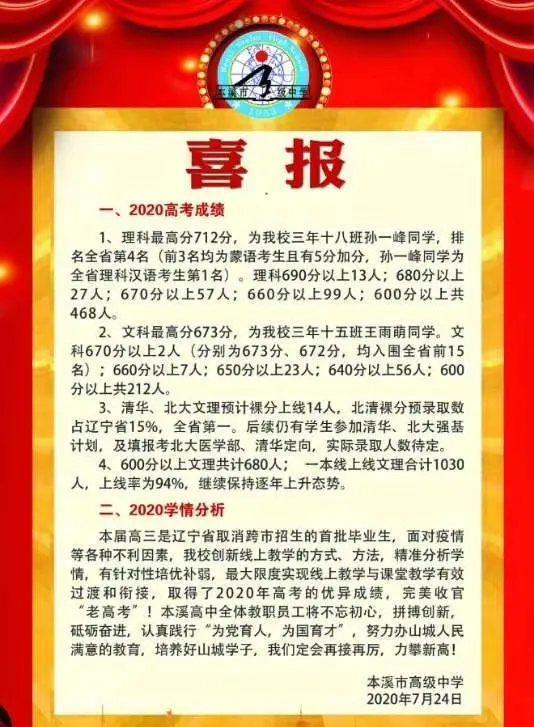 本溪市高级中学全国排名,本溪市高级中学全省排名