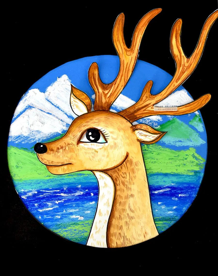 麋鹿儿童画威武霸气,八岁以上儿童画麋鹿