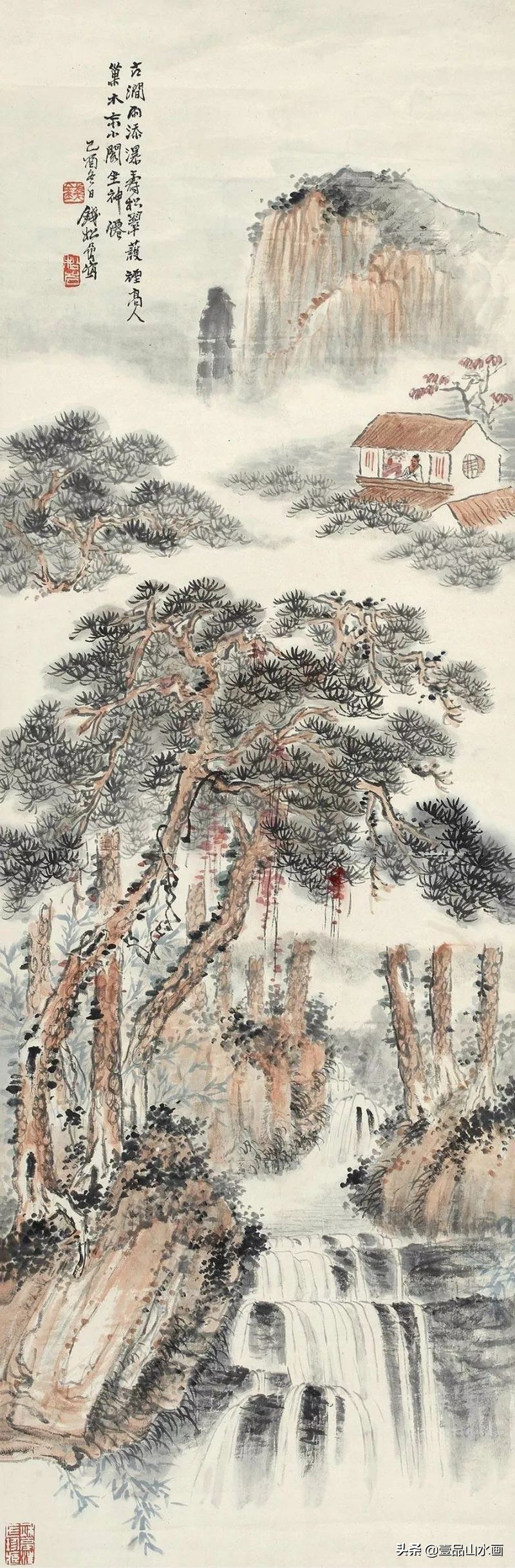 钱松嵒山水画之塞外风情,钱松岩山水画临摹视频