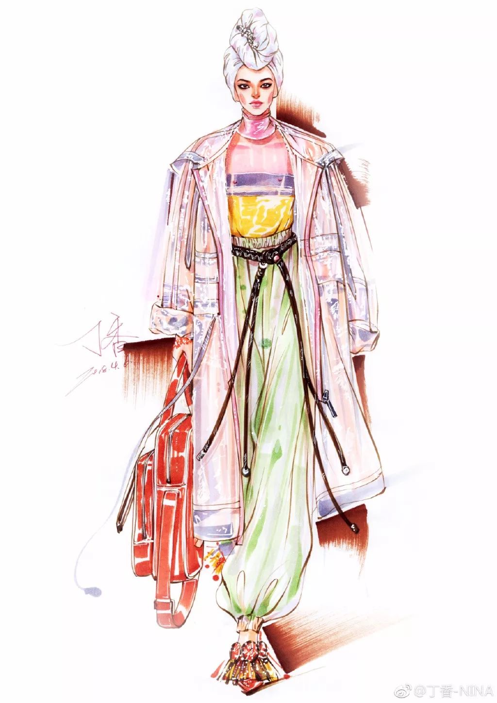 礼服怎么画好看仙气用彩铅,马克笔和彩铅裙子上色教程