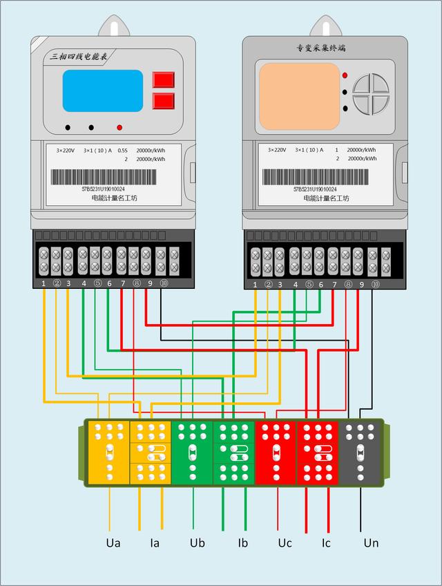 互感器与电能表标准接线方法,三相四线制不带互感器电能表接线