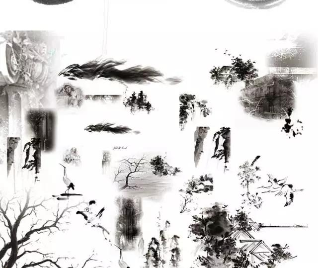 水墨笔刷免抠图,110款中国风水墨ps笔刷