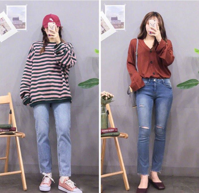 潮酷直筒牛仔裤怎么搭配,秋冬季节破洞牛仔裤怎么搭配