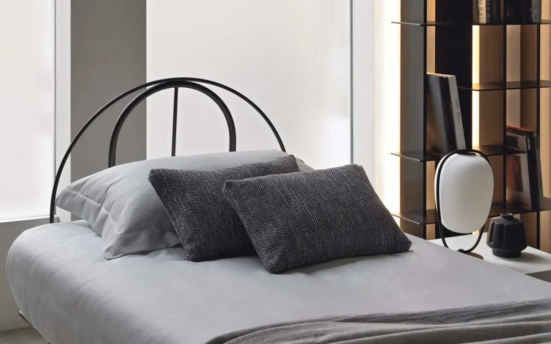 卧室床柜一体效果图,现代简约卧室家具全套