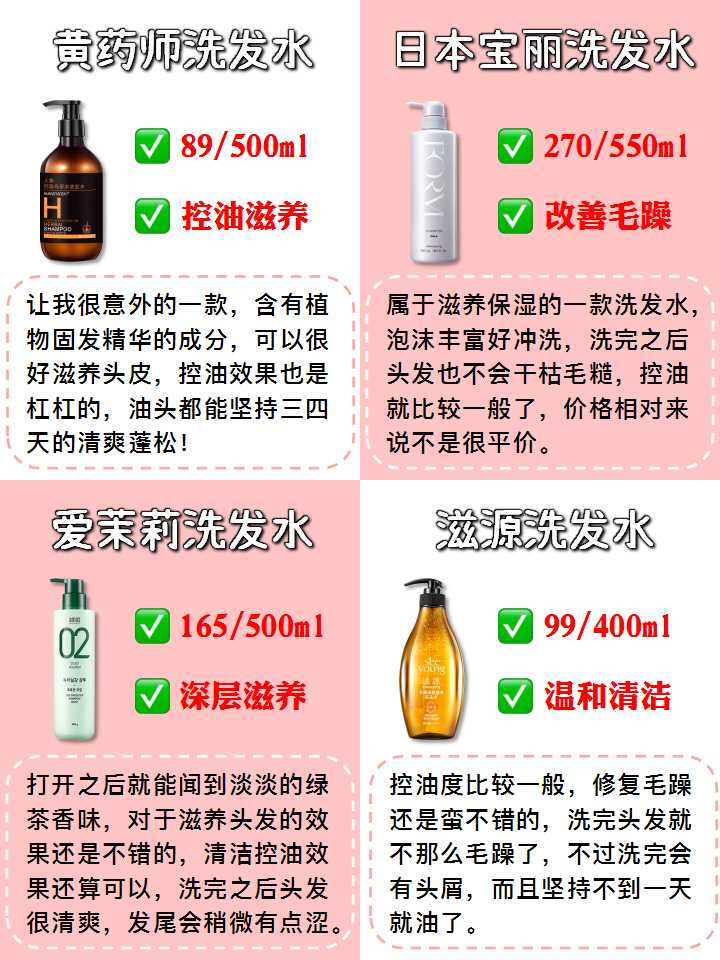 去头屑控油防脱洗发水测评,控油蓬松防脱固发洗发水推荐