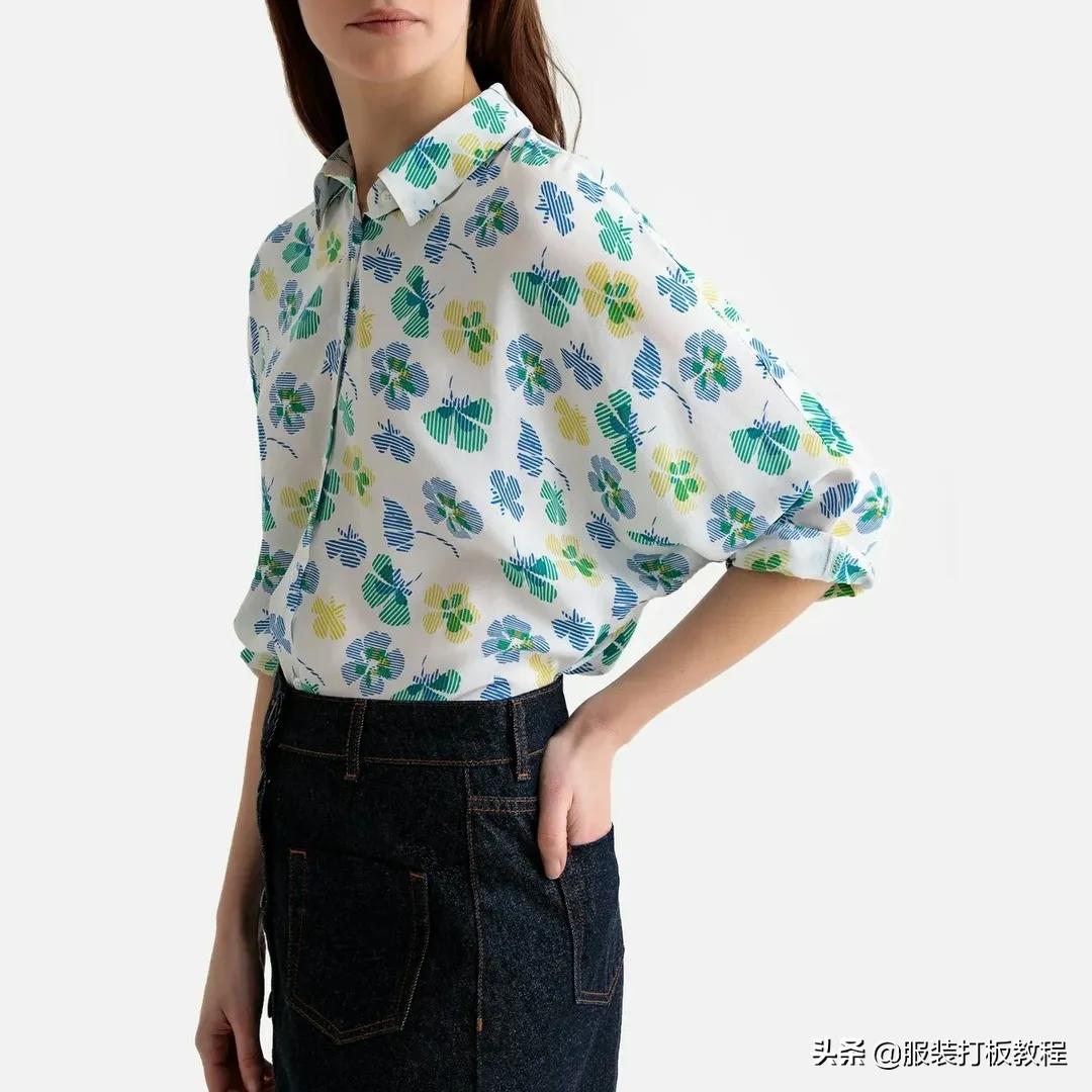 蝙蝠袖衬衣裁剪方法,窄肩袖衬衫裁剪图