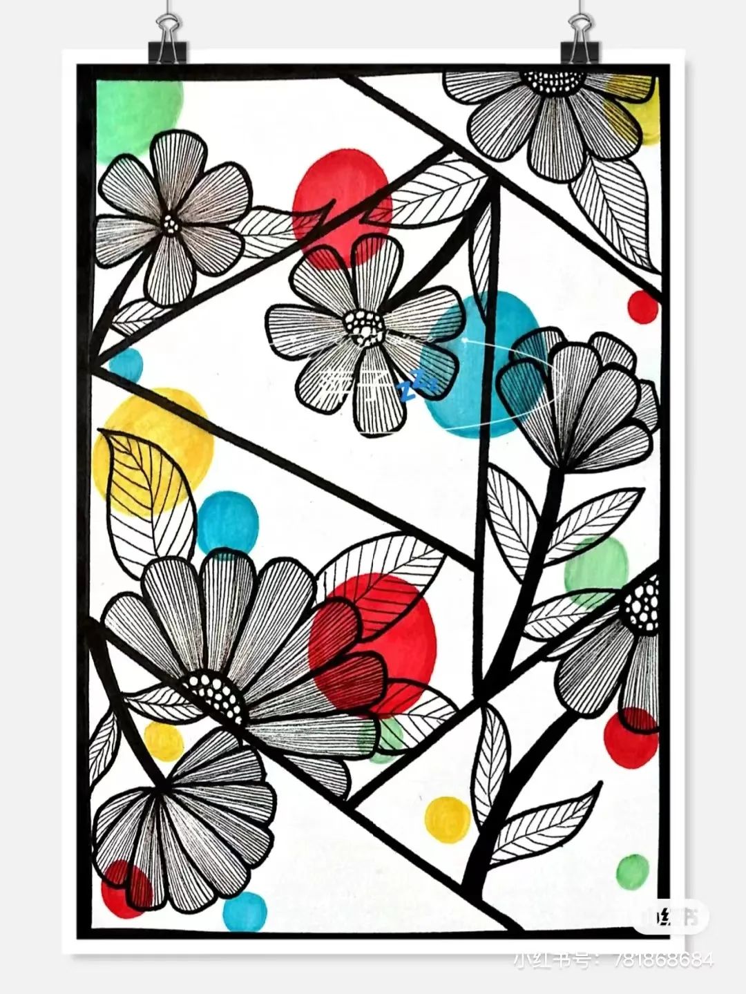 花卉简单线描创意画,花草线描画装饰