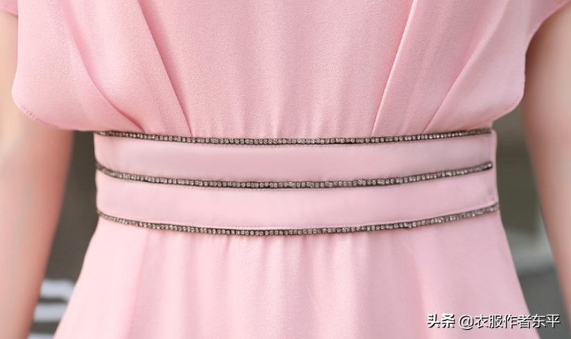 夏季淑女飞袖圆领T恤裁剪图,春秋显瘦长袖连衣裙裁剪图