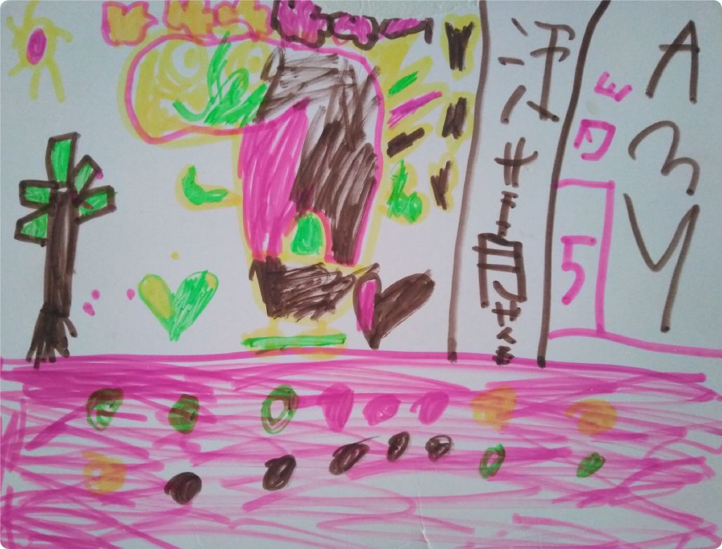 小朋友们的绘画作品开头,分享一组孩子们的绘画作品