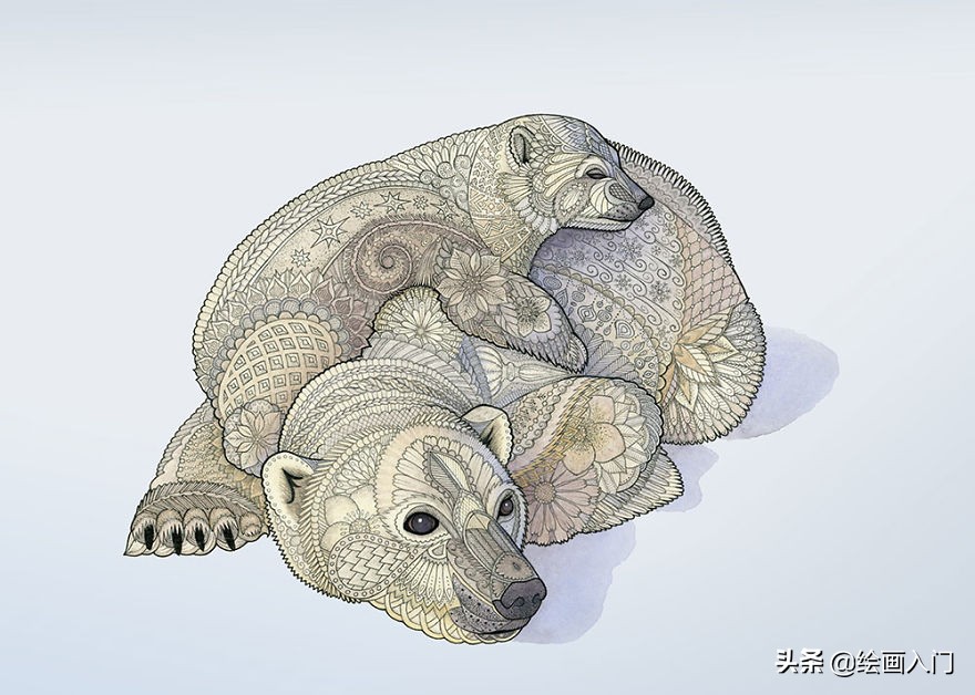 水彩画插画小图案动物,复古气息的几何图形插画