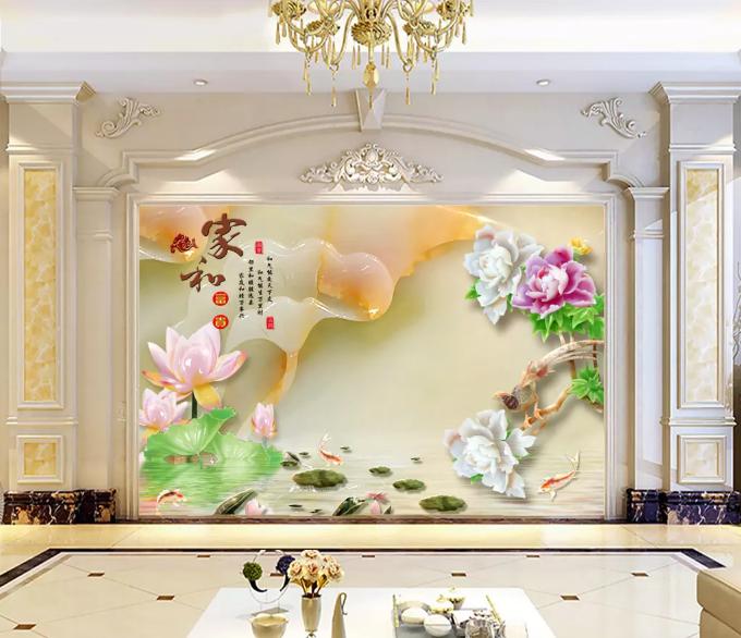 客厅沙发浮雕立体挂画背景墙,现代装饰风格电视背景墙效果图