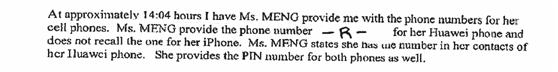 加拿大非法逮捕孟晚舟文件曝光!手机信息被分享给FBI