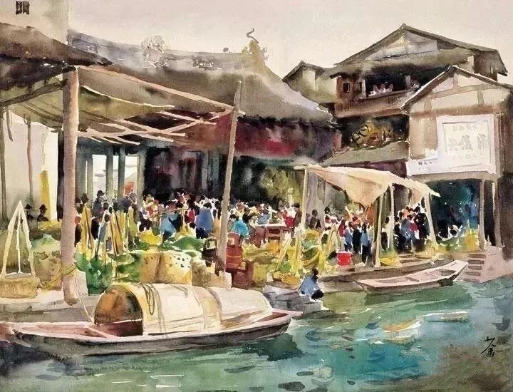 吴冠中水彩风景画,吴冠中水彩作品