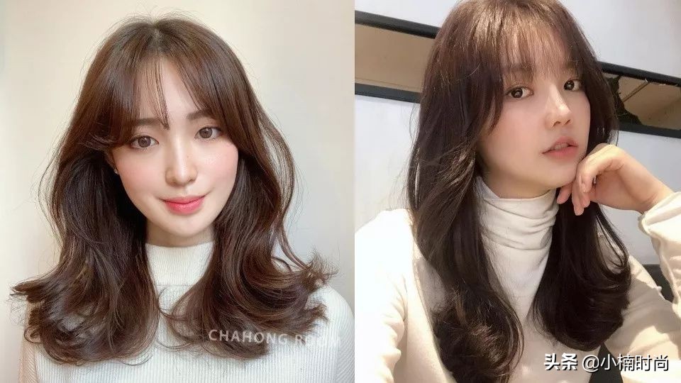 韩系及肩卷发发型,百搭脸型扎发发型