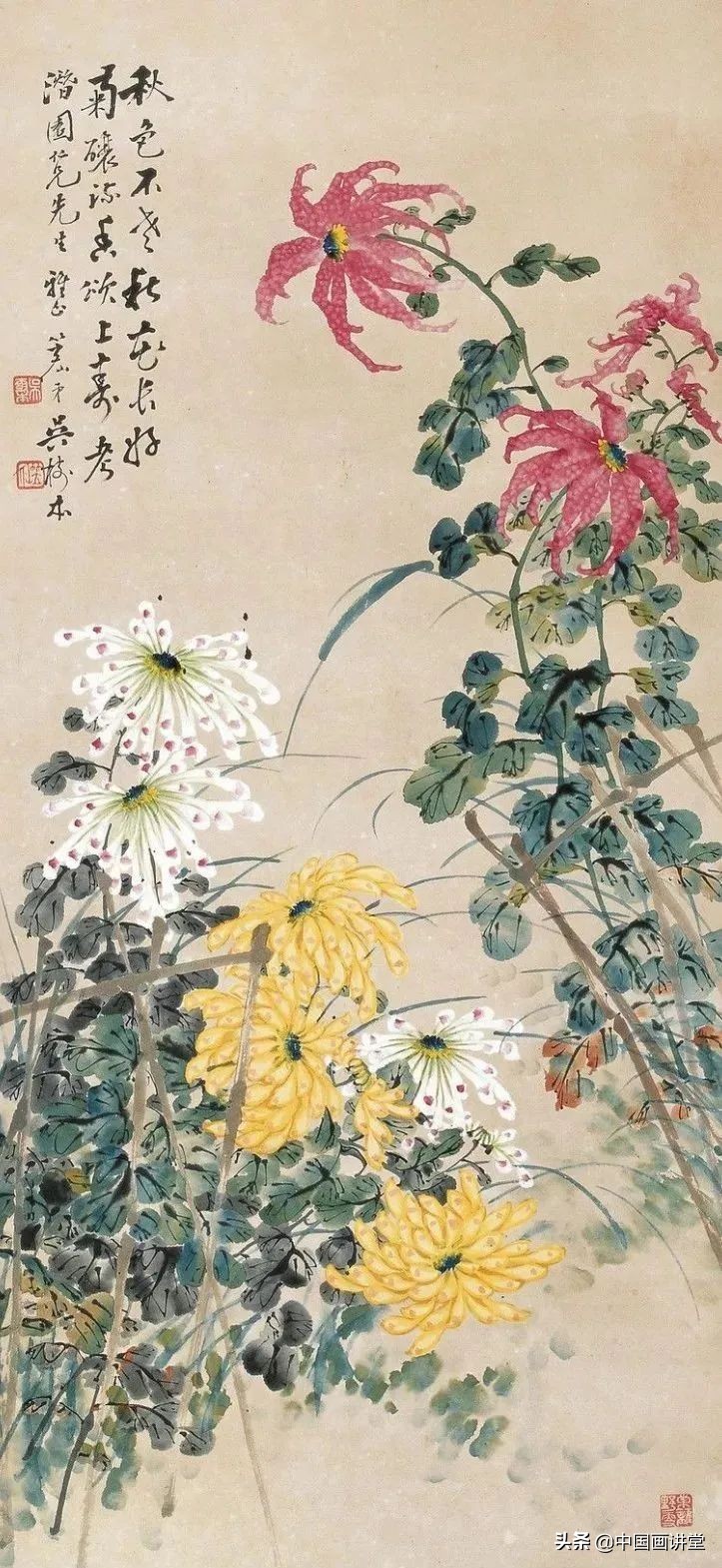 写意冬荷国画作品,金丝菊写意国画作品欣赏