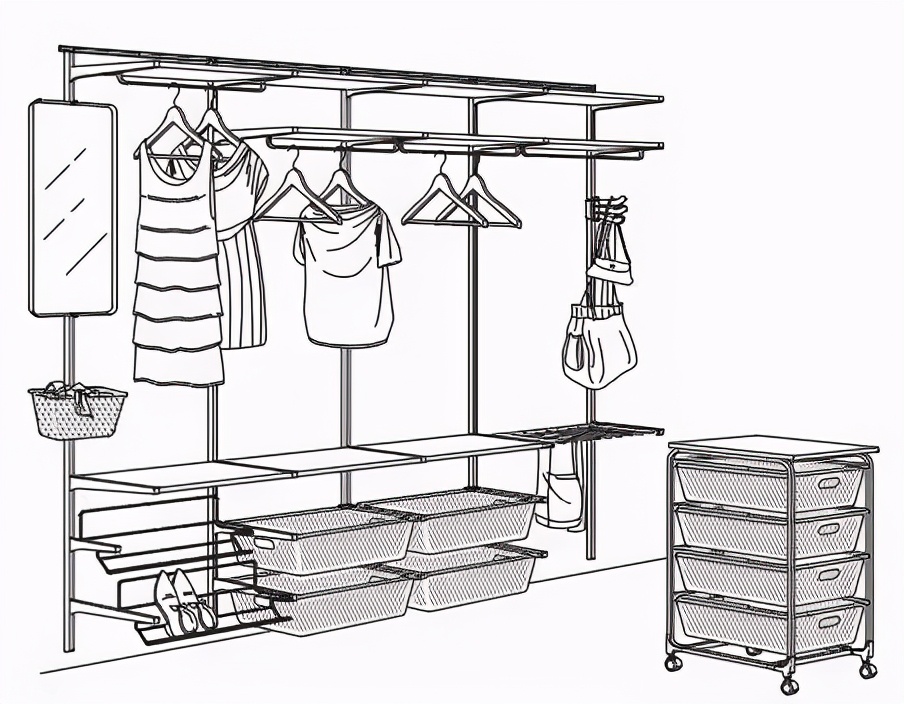 框架式衣柜节省空间灵活收纳,金属框架组合衣柜省钱技巧
