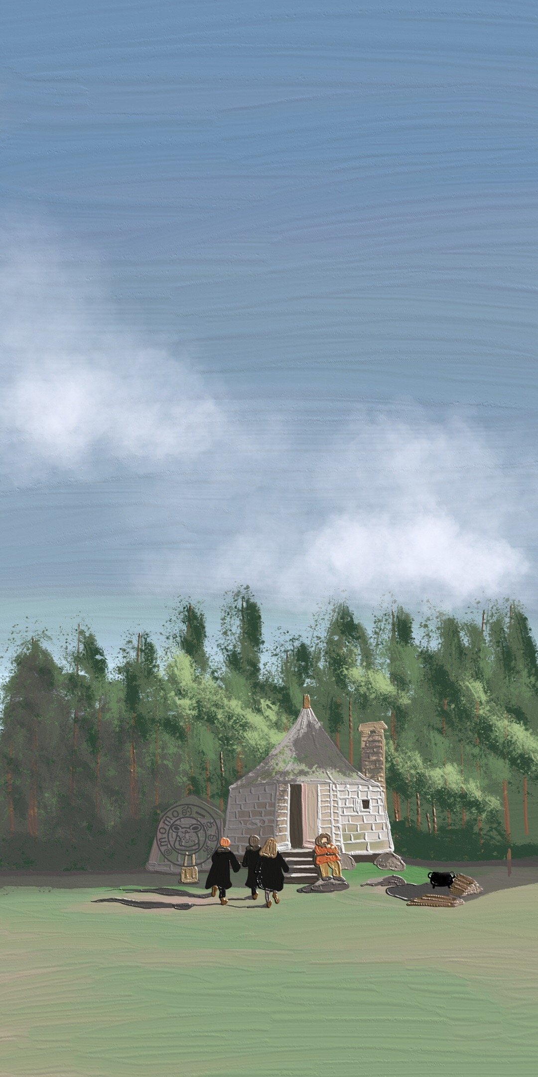 小清新油画壁纸插画,可爱又仙气的油画壁纸左下角取图