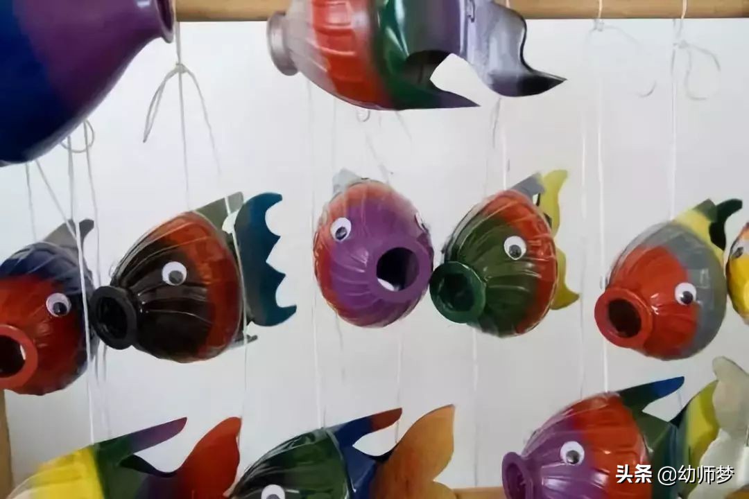 幼儿园手工制品花篮创意环创,幼儿园废旧瓶子手工制作环创