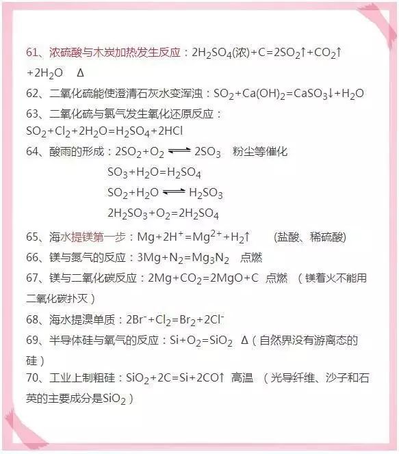 高中化学必修一配平方程式,化学高一必修一方程式归纳