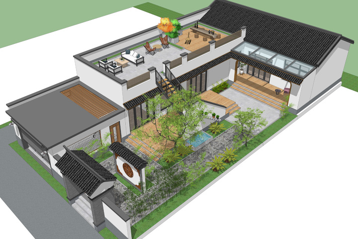 三层新中式别墅全套设计图纸,新中式合院别墅户型图纸