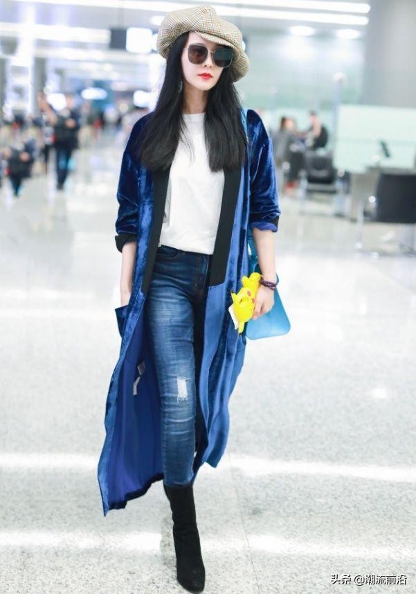 范冰冰机场同款金丝绒外套,范冰冰黑大衣巴黎