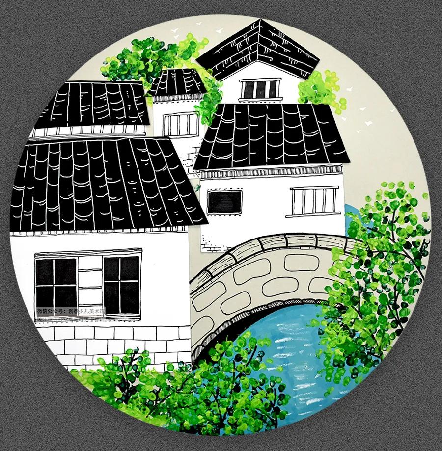 江南的春天儿童画,画江南美景儿童画