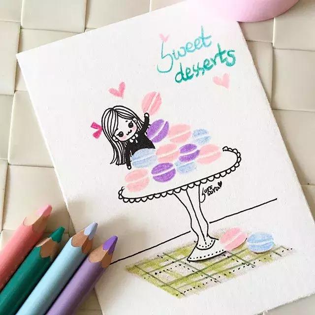 彩铅画古风人物简笔画,彩铅荷花简笔画几分钟就能学会