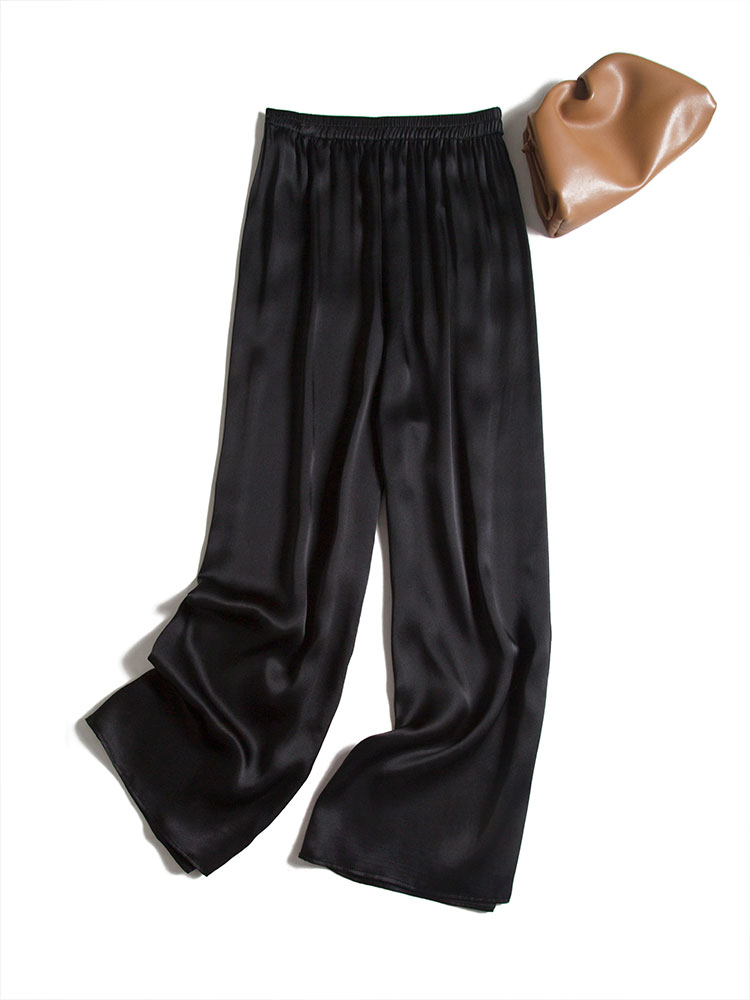 直筒蚕丝裤搭配哪个衣服好看,蚕丝裤时尚百搭修身显瘦