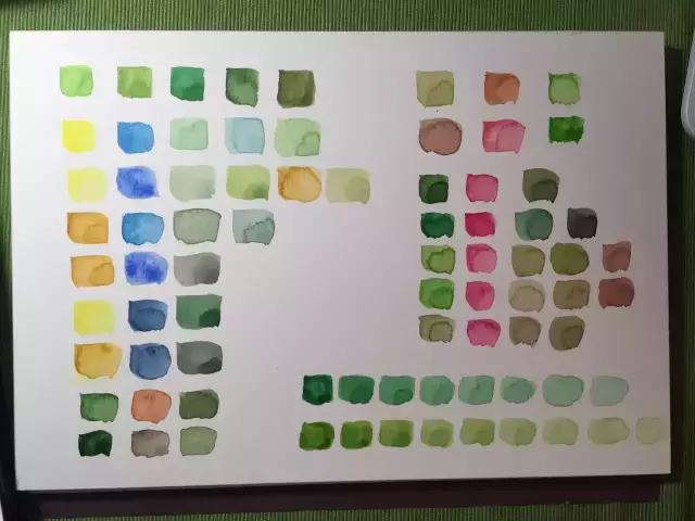 水彩调色方法和技巧干货,水彩调色如何将深绿色调成浅绿色