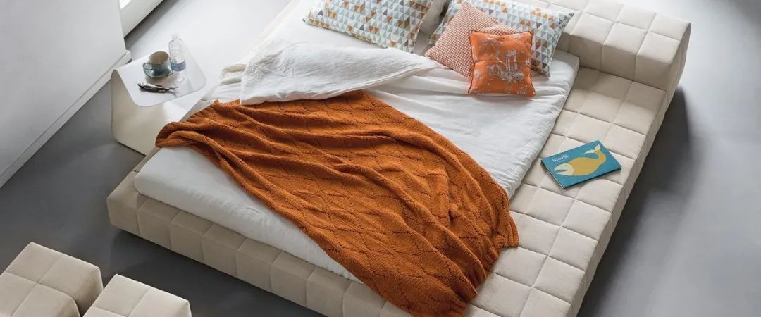 卧室床柜一体效果图,现代简约卧室家具全套