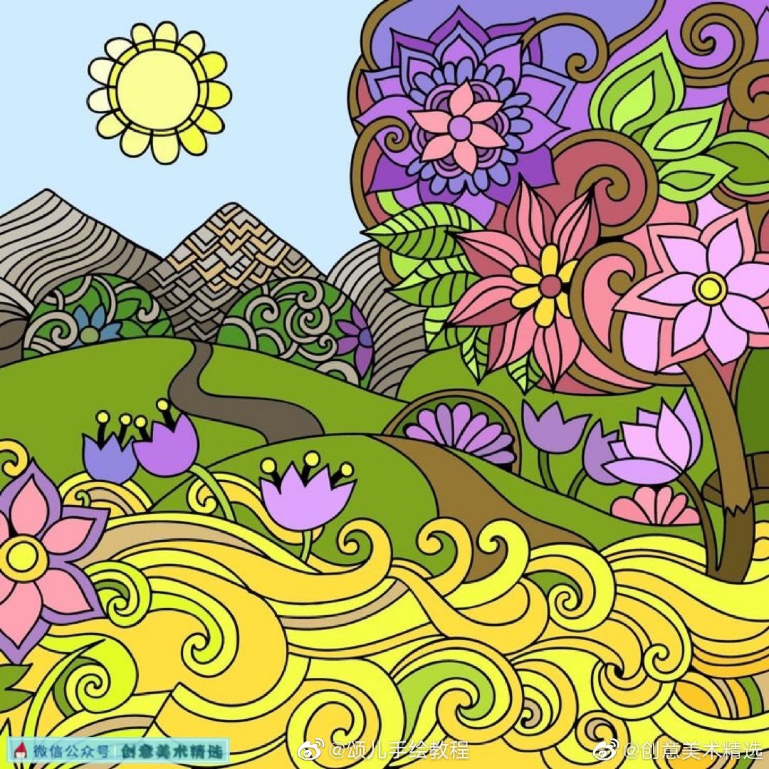 色彩简单装饰画美术作品,色彩组合画构成